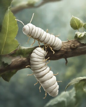 silkworm on tree - Created with Generative AI Technology