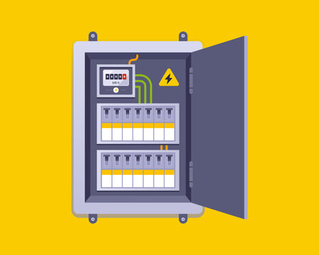 electrical panel for turning lights on and off. flat vector illustration.