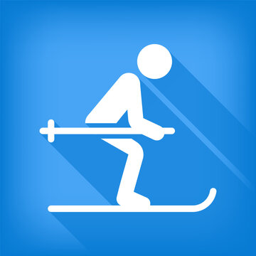 winter skier icon. flat vector illustration.