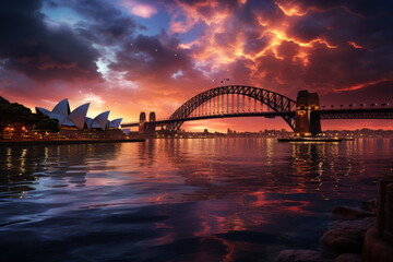 A stunning fireworks display over looking like Sydney Harbour, Australia, welcoming the New Year in...