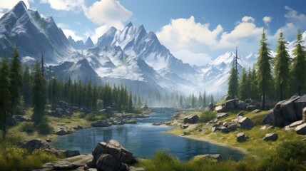 Fototapeta na wymiar Explore the role of stunning landscapes in creating immersive and visually captivating game worlds