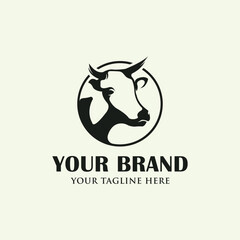 Cow head logo design vector illustration