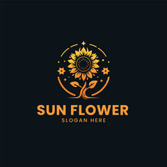 vector natural yellow sun flower mystical logo template 