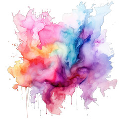 Abstract colorful rainbow color painting illustration - watercolor splashes, isolated on transparent background PNG