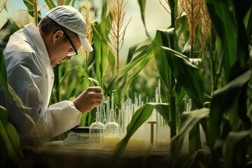 A researcher studying the conversion of agricultural residues into biofuels as part of sustainable farming initiatives. Generative Ai.