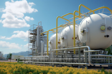 Bio-refinery equipment for converting agricultural byproducts into biofuels, supporting sustainable agriculture initiatives. Generative Ai.