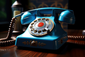 A classic rotary telephone, a relic from a time when communication was more deliberate. Generative Ai.