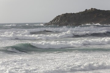 wave breaking on the rocks