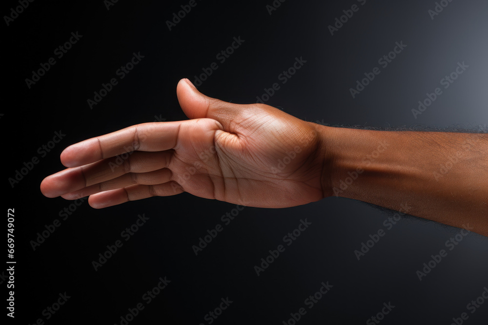 Poster a person extending a hand to help someone up, symbolizing support and solidarity. generative ai.