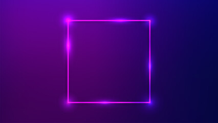 Neon square frame with shining effects