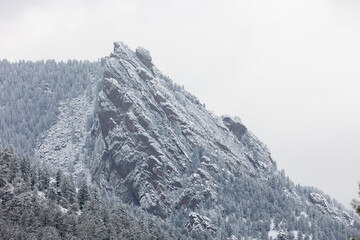 Flatirons in Boulder Colorado, Winter Season 2023, First Snowfall