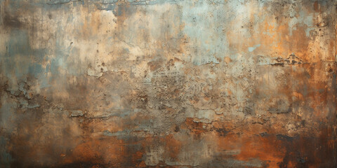 Rust texture background, old iron sheet with worn paint, rusty metal plate. Abstract vintage oxidized steel surface. Theme of industry, grunge, wall, weathered material - obrazy, fototapety, plakaty