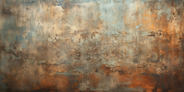 Rust texture background, old iron sheet with worn paint, rusty metal plate. Abstract vintage oxidized steel surface. Theme of industry, grunge, rust, weathered material