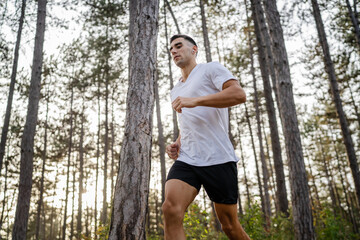 one man male athlete run in nature