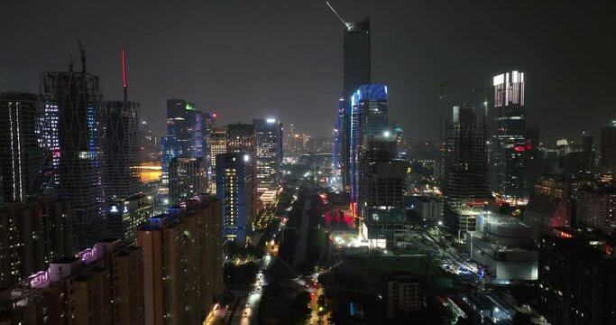 Aerial footage of landscape in Guangzhou city, China