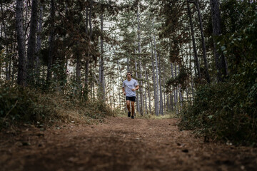 one man male athlete run in nature