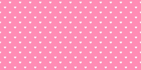 Tiny hearts seamless pattern. Pink Valentines polka dot repeating background. Heart-shaped decorative texture for textile, fabric, cover, poster, banner, print, card, invitation. Vector wide wallpaper - obrazy, fototapety, plakaty