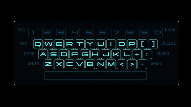 Futuristic Sci-fi HUD Digital Keyboard Control Screen (Transparent)