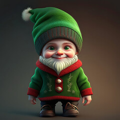 Young Gnome Boy with Green Eyes and a Green Cap