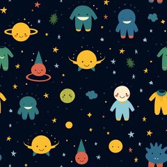seamless pattern with stars cute and Colorful Kid's Wear and Playful Elements Texture