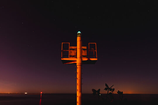Beacon on a Starry Night over Lake Erie Shoreline
