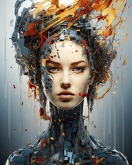 Artificial intelligence, machine learning and the future of technology, female android portrait 4:5 ratio