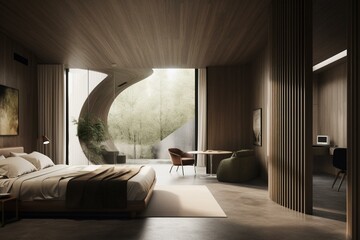 Interior spaces designed for seclusion and privacy. Generative AI