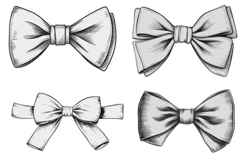 set of bow ties on transparent background
