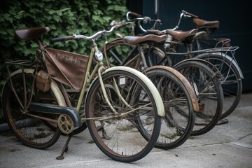 Fototapeta na wymiar classic bicycles from the past. Generative AI