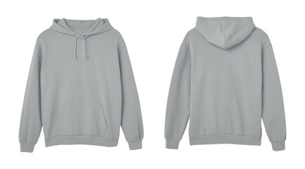 Athletic Grey Sweat Pullover Long Sleeve Hoodie Templates Front and Back Views