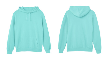 Light Aqua Sweat Pullover Long Sleeve Hoodie Templates Front and Back Views