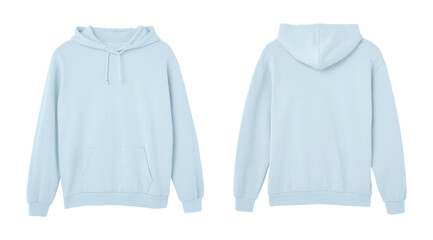 Light Blue Sweat Pullover Long Sleeve Hoodie Templates Front and Back Views