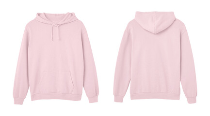 Light Pink Sweat Pullover Long Sleeve Hoodie Templates Front and Back Views