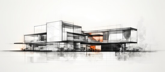 AI architectural drawing depicting an abstract building