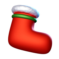 3D Illustration of Christmas sock. santa sock. cute 3D rendering