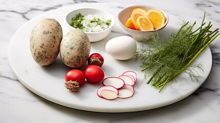 Fototapeta na wymiar eggs and vegetables