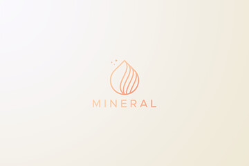 Mineral Beauty Logo Water Drop Concept Business Feminine Product Skin Care Cosmetic Pure and Health