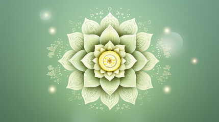 pastel background Happy Diwali. Light green background with diwali flower elements. generative ai
