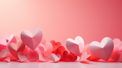 Gentle Pink Red Hearts Chinese Paper, Background Image,Valentine Background Images, Hd