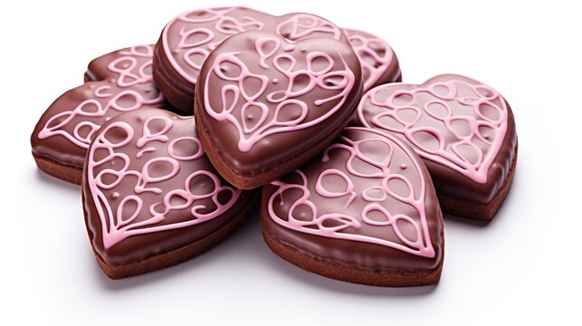 Heartshaped Cookies Pink Chocolate Glaze Valentines, Background Image,Valentine Background Images, Hd