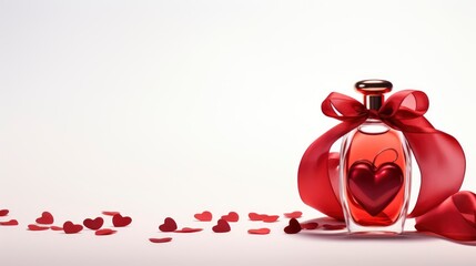Perfume Red Ribbon Hearts Valentines Day, Background Image,Valentine Background Images, Hd