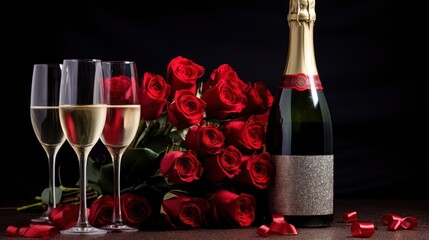 Valentines Day Background Champagne Roses , Background Image,Valentine Background Images, Hd