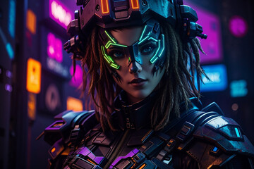 cyberpunk girl future tech 