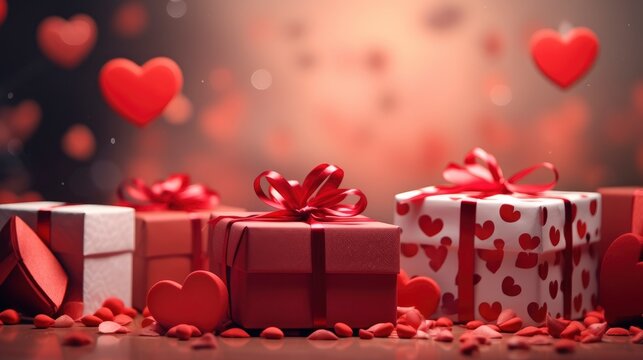 Valentines Day Background Gifts Hearts Red, Background Image,Valentine Background Images, Hd