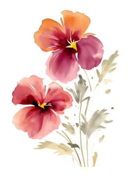 Flowers watercolor illustration. A tender bouquet on a white background.