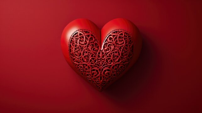 Valentines Day Decorative Heart On Red , Background Image,Valentine Background Images, Hd