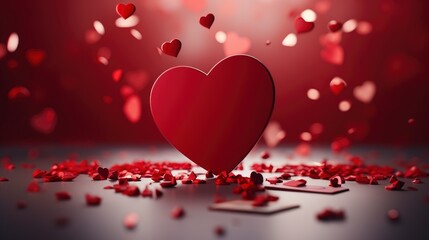 Valentines Day Greeting Card Red Heart, Background Image,Valentine Background Images, Hd