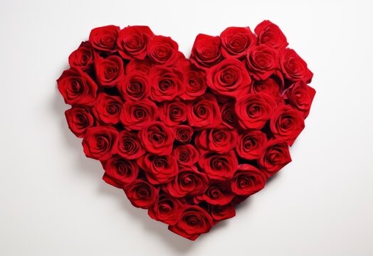 Valentines Day Heart Made Red Roses photorealistic, Background Image,Valentine Background Images, Hd