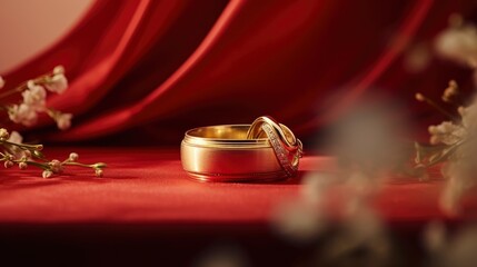 Banner Gold Ring Wedding Red Box, Background Image,Valentine Background Images, Hd