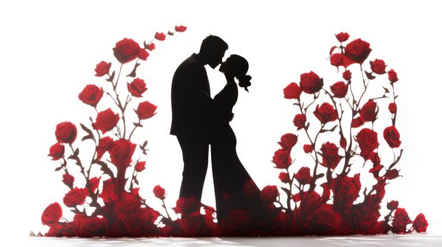 Beautiful Elegant Couple Kissing Behind Roses photo , Background Image,Valentine Background Images, Hd